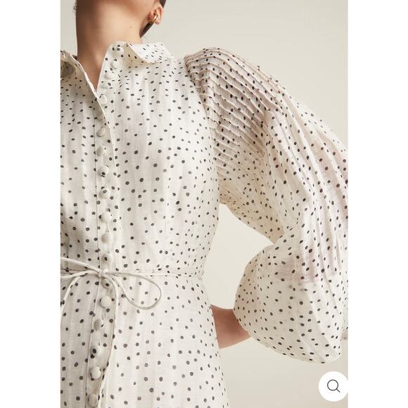 Joslin Dottie Silk Linen Midi Shirt Dress Polka Dot NWT Size 12 - Picture 4 of 15